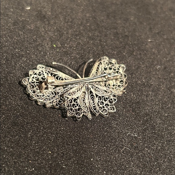 Vintage Silver Filigree Butterfly Brooch | 1930s - Picture 8 of 9